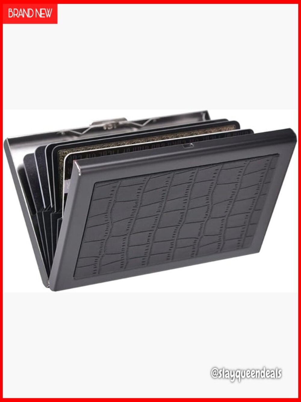 Slim Metal RFID Credit Card Holder with 6 Slots, Stainless Steel & PU Leather
